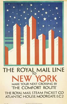 The Royal Mail Line to New York, c1925. Creator: Taylor, Horace (1881-1934)