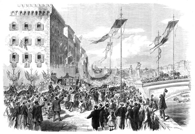 The Royal Marriage in Italy: the Crown Prince and Princess..., Ponte Santa Trinità, Florence, 1868. Creator: Unknown.