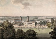 The Royal Naval Hospital and the Queen's House, Greenwich, the Isle of Dogs beyond, c1800s.. Creator: George Samuel