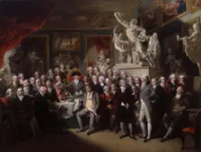 The Royal Academicians in General Assembly, 1795. Creator: Henry Singleton