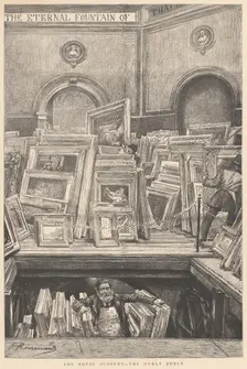 The Royal Academy - The Hurly Burly, 1887. Creator: Unknown