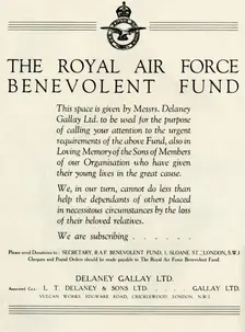 The Royal Air Force Benevolent Fund 1941. Creator: Unknown