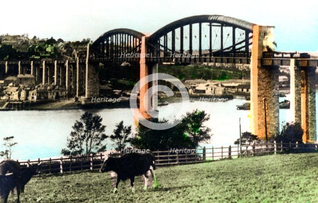 The Royal Albert Bridge, Saltash, Cornwall, 1926.Artist: Cavenders Ltd