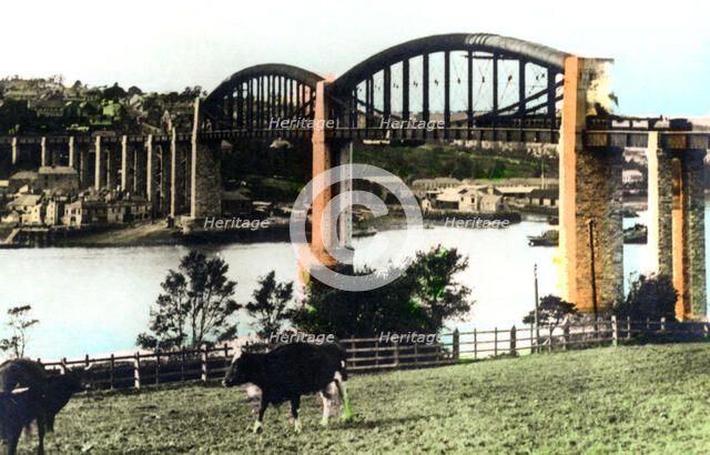 The Royal Albert Bridge, Saltash, Cornwall, 1926.Artist: Cavenders Ltd