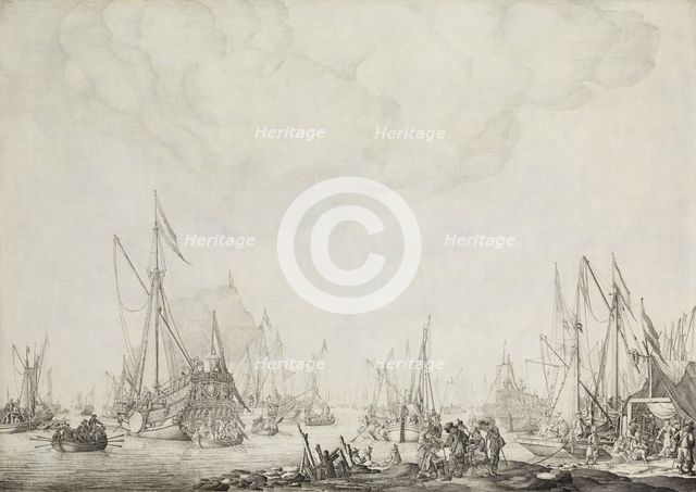 The Royal and State Yachts, possibly the Arrival of Charles II of England at Moerdijk, 1660, 1660-16 Creator: Willem van de Velde I.