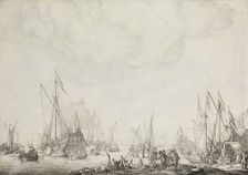 The Royal and State Yachts, possibly the Arrival of Charles II of England at Moerdijk, 1660, 1660-16 Creator: Willem van de Velde I