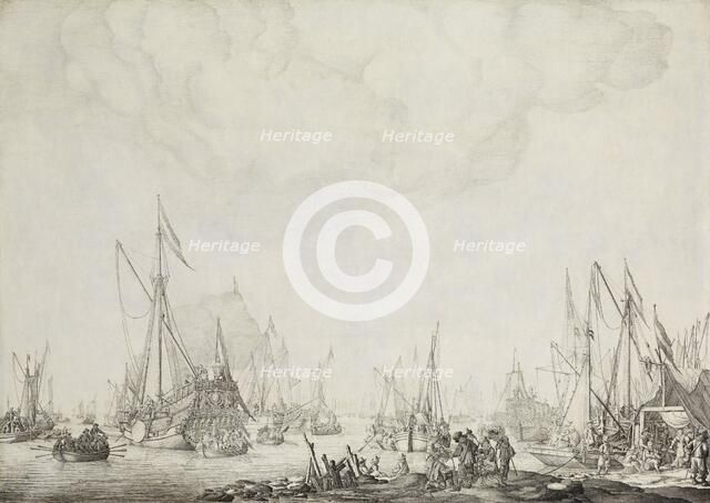 The Royal and State Yachts, possibly the Arrival of Charles II of England at Moerdijk, 1660, 1660-16 Creator: Willem van de Velde I.