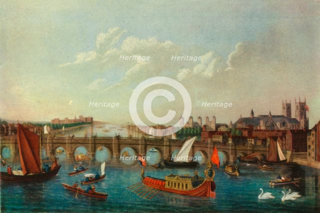 The Royal Barge on the River Thames, London, c1751, (1947).  Creator: School of Samuel Scott.