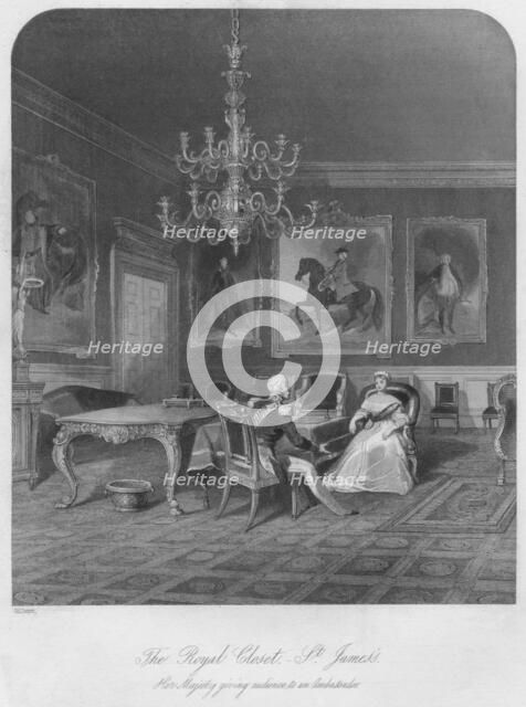 'The Royal Closet. - St. James's. Her Majesty giving audience to an Ambassador', c1841. Artist: Henry Melville.