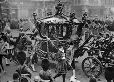The royal coach on its way to open parliament, London, 1926-1927