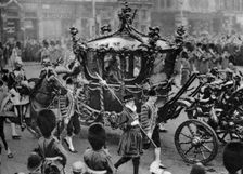 The royal coach on its way to open parliament, London, 1926-1927