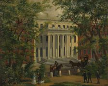 The Royal College of Surgeons of England: the portico from Lincoln's Inn Fields, between 1800 & 1899 Creator: Unknown