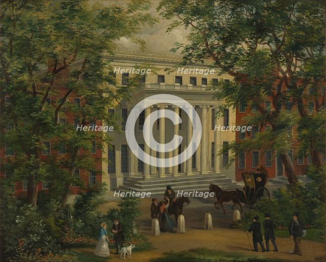 The Royal College of Surgeons of England: the portico from Lincoln's Inn Fields, between 1800 & 1899 Creator: Unknown.