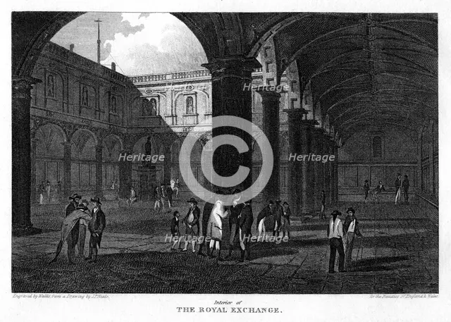 The Royal Exchange, City of London, 1816.Artist: W Wallis