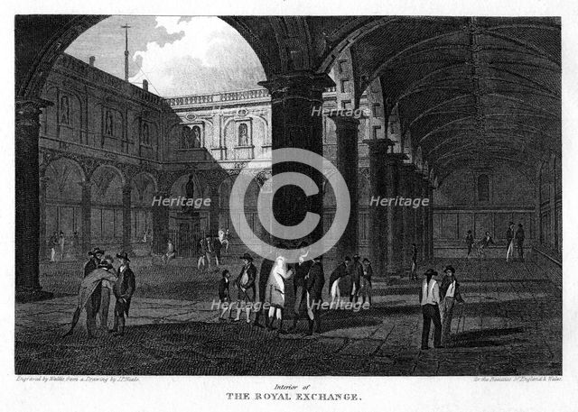 The Royal Exchange, City of London, 1816.Artist: W Wallis