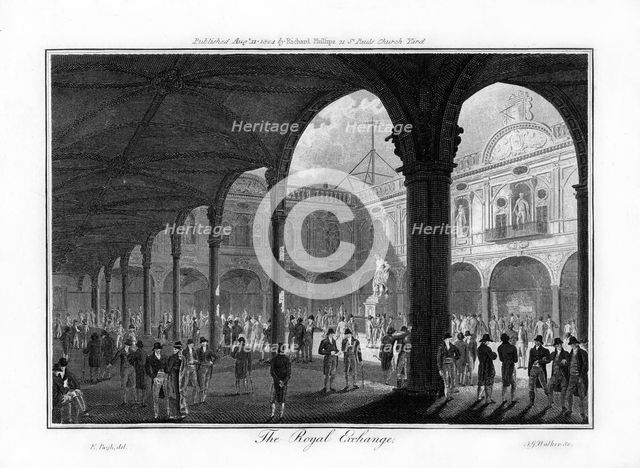 The Royal Exchange, London, 1804.Artist: Walker