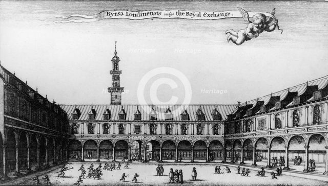 The Royal Exchange, London, mid-17th century. Creator: Wenceslaus Hollar.