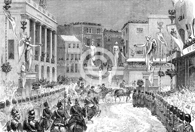 The Royal Entry into London: the procession at the foot of Regent-Street, 1874. Creator: Unknown.