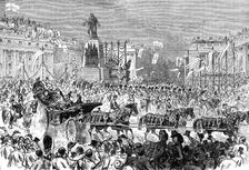 The Royal Entry into London: the procession passing the Guards Memorial, Waterloo-Place, 1874. Creator: Unknown
