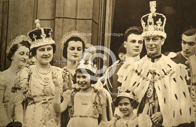 'The Royal Family on the Balcony at Buckingham Palace', 1937. Creator: Photochrom Co Ltd of London.