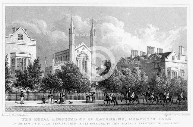 The Royal Hospital of St Katherine, Regent's Park, London, 1827.Artist: William Tombleson