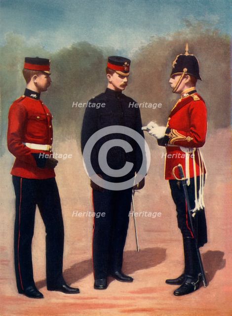 'The Royal Lancasters: Lieutenant, Captain, Adjutant', 1900. Creator: Gregory & Co.