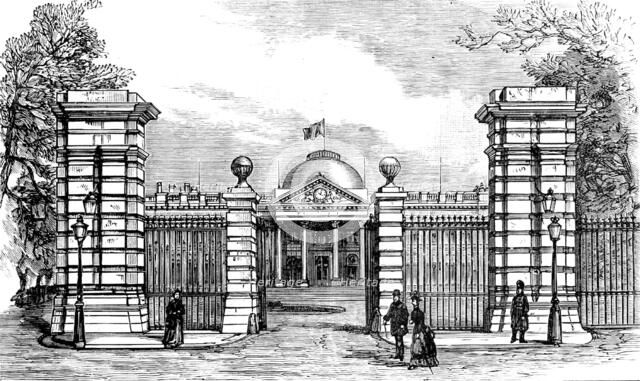 The Royal Palace of Laeken, Brussels, destroyed by fire: entrance to the Palace, 1890. Creator: Unknown.