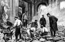 The Royal Palace of Laeken, Brussels, destroyed by fire: searching for valuables, 1890. Creator: R. Taylor