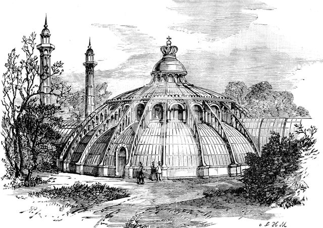 The Royal Palace of Laeken, Brussels, destroyed by fire: the Conservatory, 1890. Creator: Unknown.