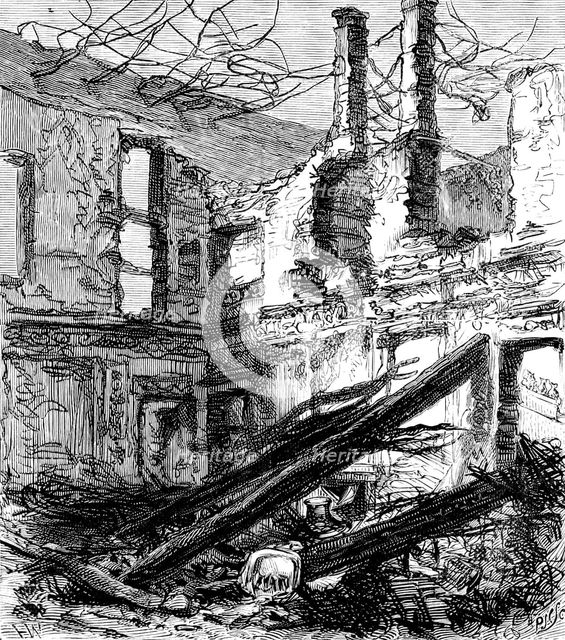 The Royal Palace of Laeken, Brussels, destroyed by fire: the Dining-Room, 1890. Creator: P Naumann.