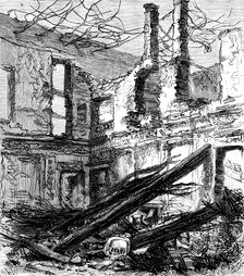 The Royal Palace of Laeken, Brussels, destroyed by fire: the Dining-Room, 1890. Creator: P Naumann