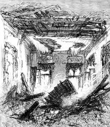 The Royal Palace of Laeken, Brussels, destroyed by fire: the King’s private room, 1890. Creator: P Naumann