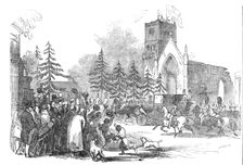 The Royal Party passing the triumphal arch, High Street, Dundee, 1844. Creator: Ebenezer Landells
