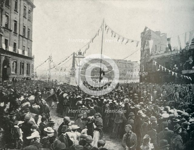'The Royal Procession: The Royal Horse Artillery Passing St. George's Circus, Borough', 1897. Artist: E&S Woodbury.