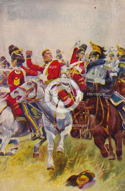 'The Royal Scots Greys. The Charge of the Greys at Waterloo', 1815, (1939).  Artist: Unknown.