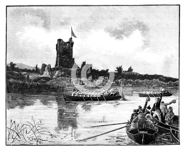 'The Royal tour in Ireland, visit to Ross Castle, Killarney', 1887. Artist: William Barnes Wollen