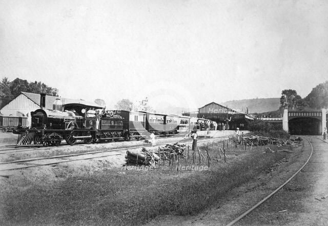 The Royal Train leaving Kandy station, Sri Lanka, c1910s. Artist: Unknown