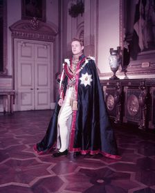 The Royal Victorian Order, insignia and mantle, c1953. Creator: Arthur Charles Kirby Ware