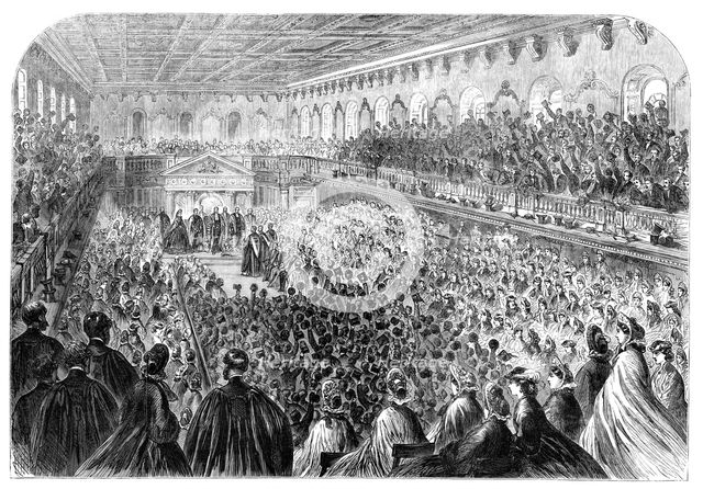 The Royal Visit to Cambridge - the Senate-House: "Three Cheers for Denmark!", 1864. Creator: Unknown.