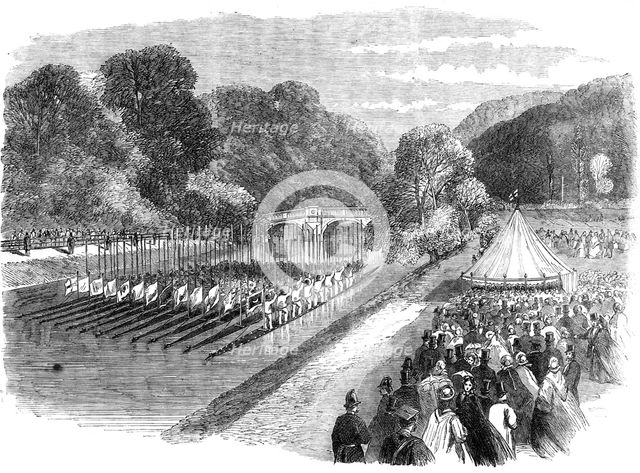 The Royal Visit to Cambridge: procession on the Cam in honour of the Prince and Princess..., 1864. Creator: Unknown.