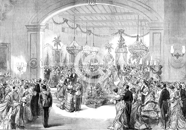 The Royal Visit to India: the Madras Club Ball, from a sketch by an officer of the Serapis, 1876. Creator: Unknown.