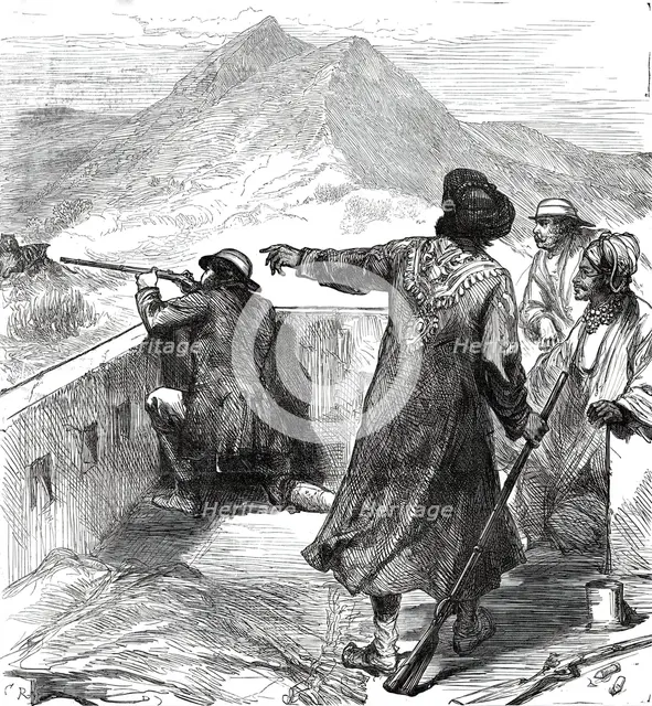 The Royal Visit to India: the Prince of Wales shooting his first tiger at Jeypore...1876. Creator: Unknown.
