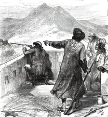 The Royal Visit to India: the Prince of Wales shooting his first tiger at Jeypore...1876. Creator: Unknown