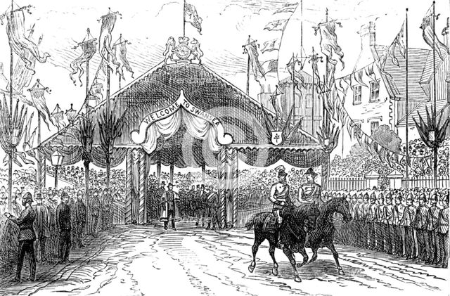 The Royal Visit to Swansea: reception-pavilion, Walter-Road, 1881. Creator: Unknown.