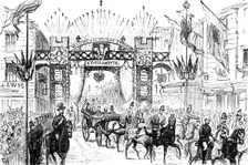 The Royal Visit to Swansea: the procession passing down High-Street, 1881. Creator: Unknown