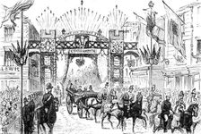 The Royal Visit to Swansea: the procession passing down High-Street, 1881. Creator: Unknown