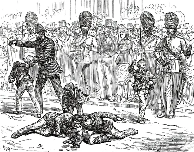 The Royal Visit to the City: Amusements of the Crowd - Scrambling for Pence, 1876. Creator: Unknown.