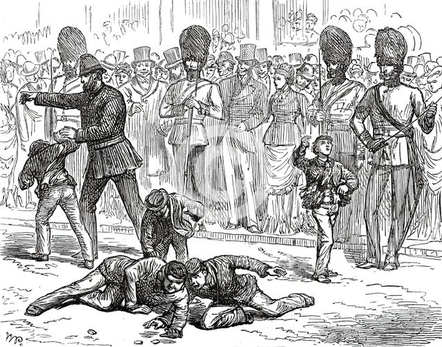 The Royal Visit to the City: Amusements of the Crowd - Scrambling for Pence, 1876. Creator: Unknown.