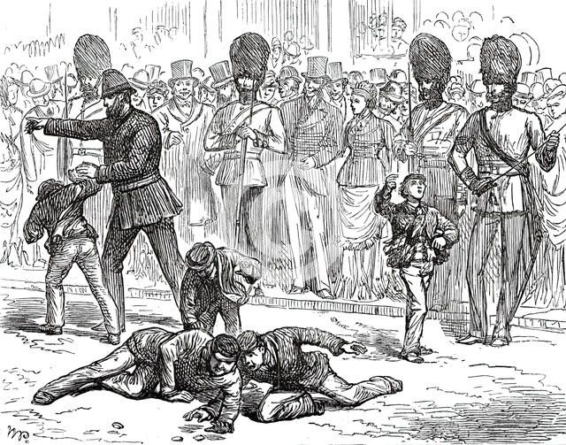 The Royal Visit to the City: Amusements of the Crowd - Scrambling for Pence, 1876. Creator: Unknown.