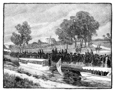 The Royal Visit to Worsley Hall; the State Barge on the Bridgwater Canal, 1851, (1888)
